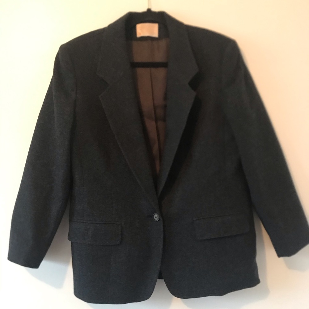 Pendleton Classic Women's Virgin Wool Dark Grey Blazer Jacket. Made In The USA.